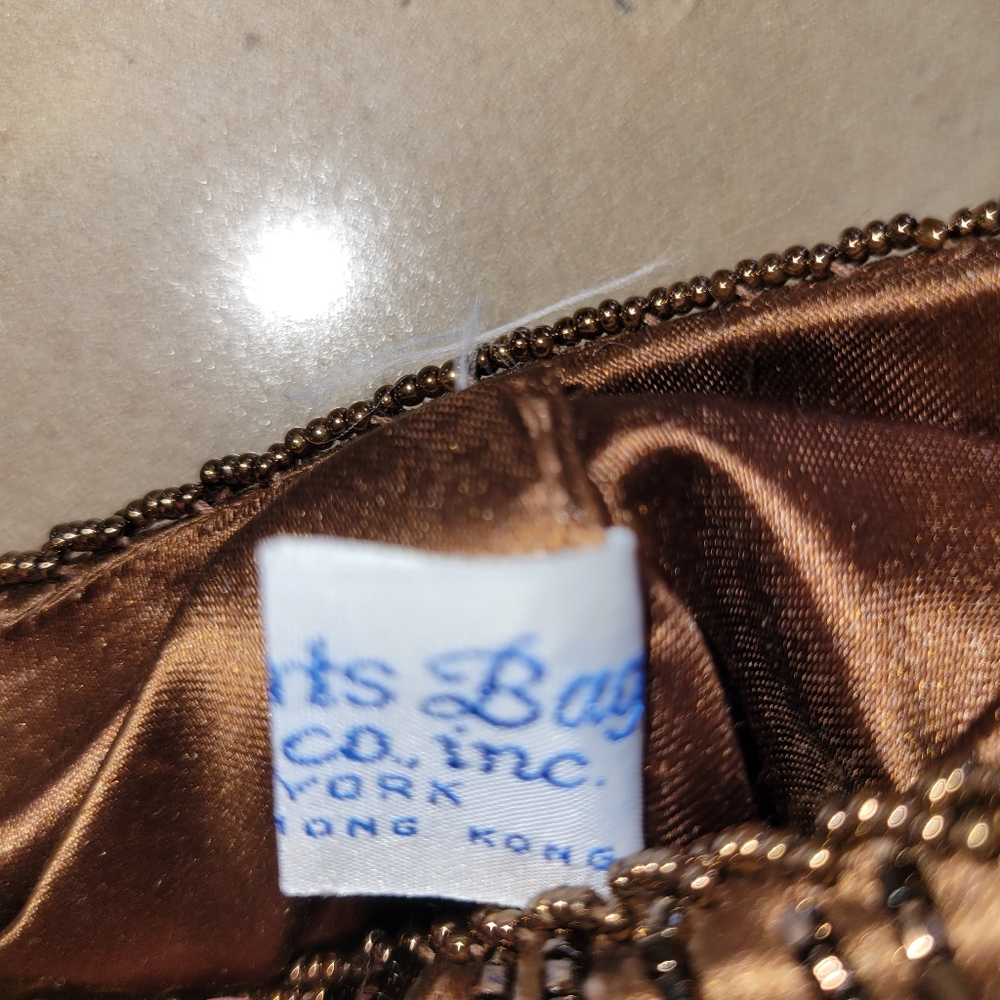 Fine Arts Beaded Bag ~ Vintage ~ Hong Kong ~ Bronze Shimmer ~ Needs TLC - Picture 10 of 16